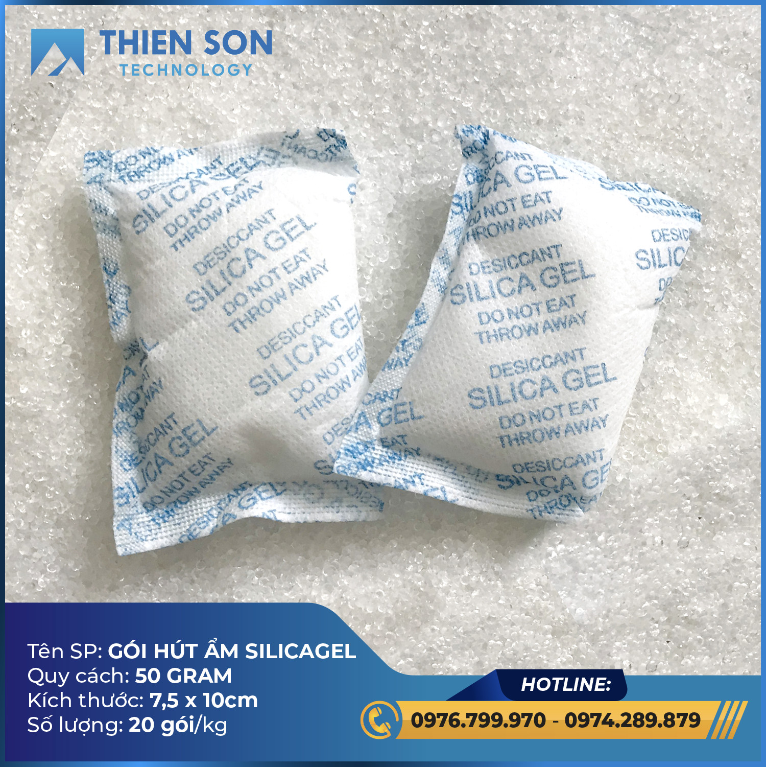 Gói hút ẩm Silicagel loại 50 gram